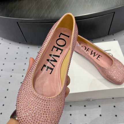 Toy ballerina in suede and allover rhinestones pink