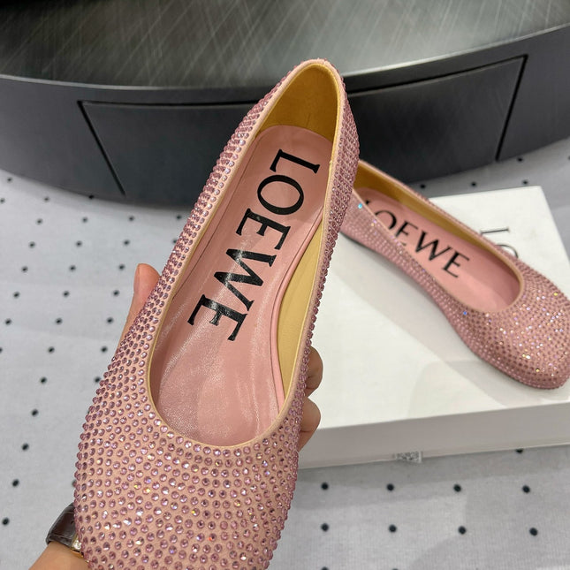 Toy ballerina in suede and allover rhinestones pink