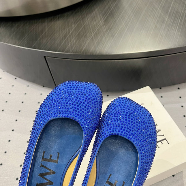 Toy ballerina in suede and allover rhinestones blue