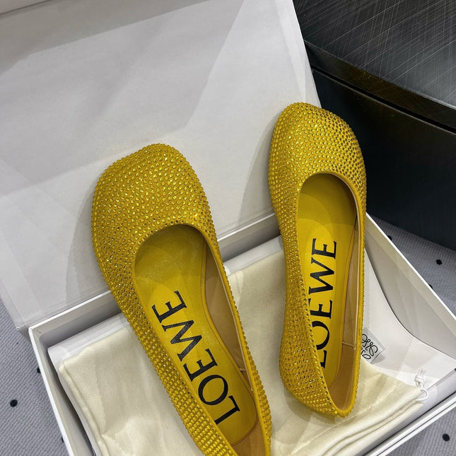 Toy ballerina in suede and allover rhinestones yellow