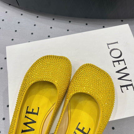 Toy ballerina in suede and allover rhinestones yellow