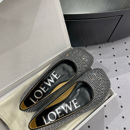 Toy ballerina in suede and allover rhinestones black