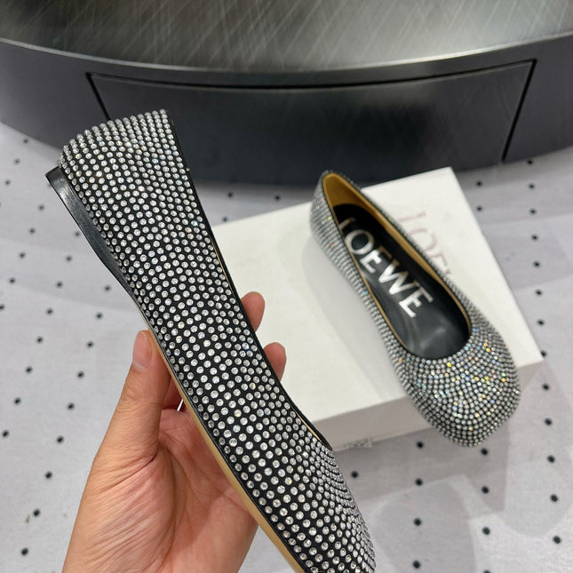 Toy ballerina in suede and allover rhinestones black