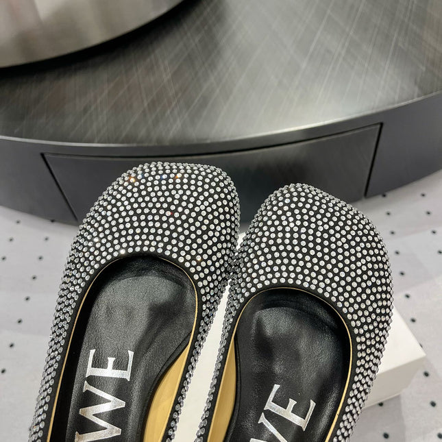 Toy ballerina in suede and allover rhinestones black