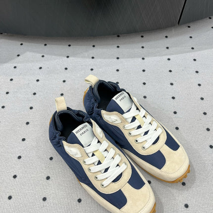 TRAIL SNEAKER IN IVORY TAN MIX SPACE BLUE SUEDE