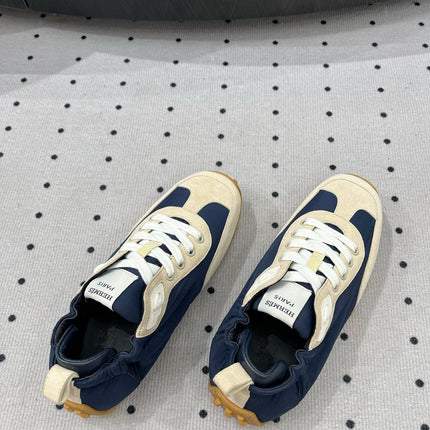 TRAIL SNEAKER IN IVORY TAN MIX SPACE BLUE SUEDE