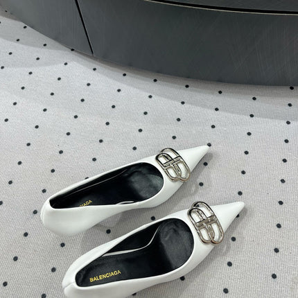 HEELED PUMPS 65 MM IN WHITE GLOSSY CALFSKIN SILVER HARDWARE