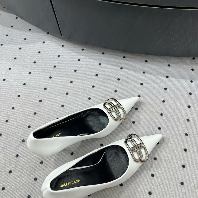 HEELED PUMPS 65 MM IN WHITE GLOSSY CALFSKIN SILVER HARDWARE