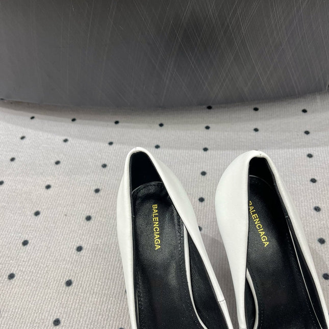 HEELED PUMPS 65 MM IN WHITE GLOSSY CALFSKIN SILVER HARDWARE