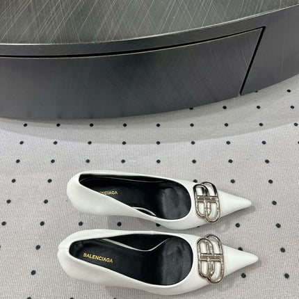 HEELED PUMPS 65 MM IN WHITE GLOSSY CALFSKIN SILVER HARDWARE