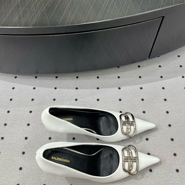 HEELED PUMPS 65 MM IN WHITE GLOSSY CALFSKIN SILVER HARDWARE