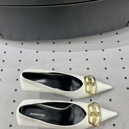 HEELED PUMPS 65 MM IN WHITE SMOOTH LAMBSKIN GOLD HARDWARE