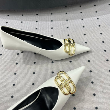 HEELED PUMPS 65 MM IN WHITE SMOOTH LAMBSKIN GOLD HARDWARE