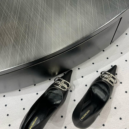 HEELED PUMPS 65 MM IN BLACK SMOOTH LAMBSKIN SILVER HARDWARE