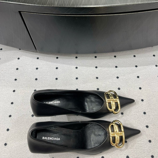 HEELED PUMPS 65 MM IN BLACK SMOOTH LAMBSKIN GOLD HARDWARE