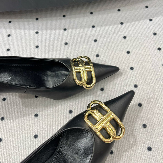 HEELED PUMPS 65 MM IN BLACK SMOOTH LAMBSKIN GOLD HARDWARE