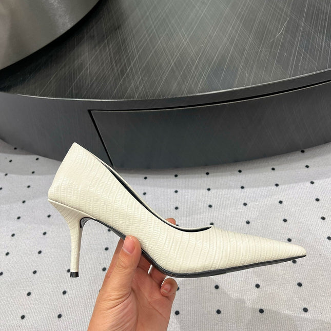 CLASSIC PUMPS 65MM IN CREAM LIZARD PATTERN CALFSKIN