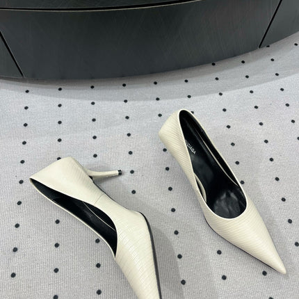 CLASSIC PUMPS 65MM IN CREAM LIZARD PATTERN CALFSKIN