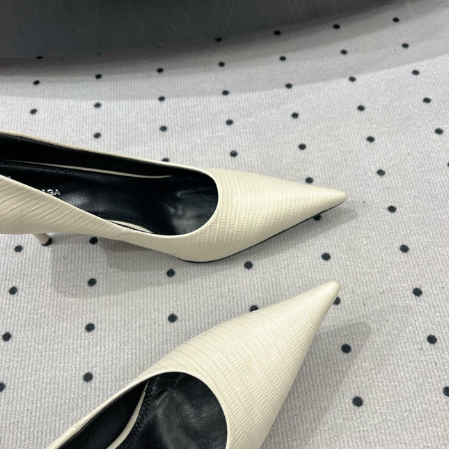 CLASSIC PUMPS 65MM IN CREAM LIZARD PATTERN CALFSKIN