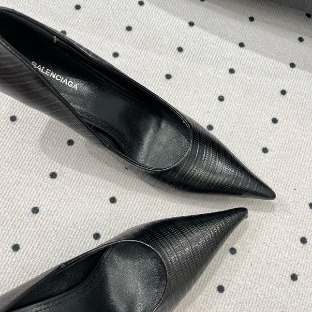 CLASSIC PUMPS 65MM IN BLACK LIZARD PATTERN CALFSKIN