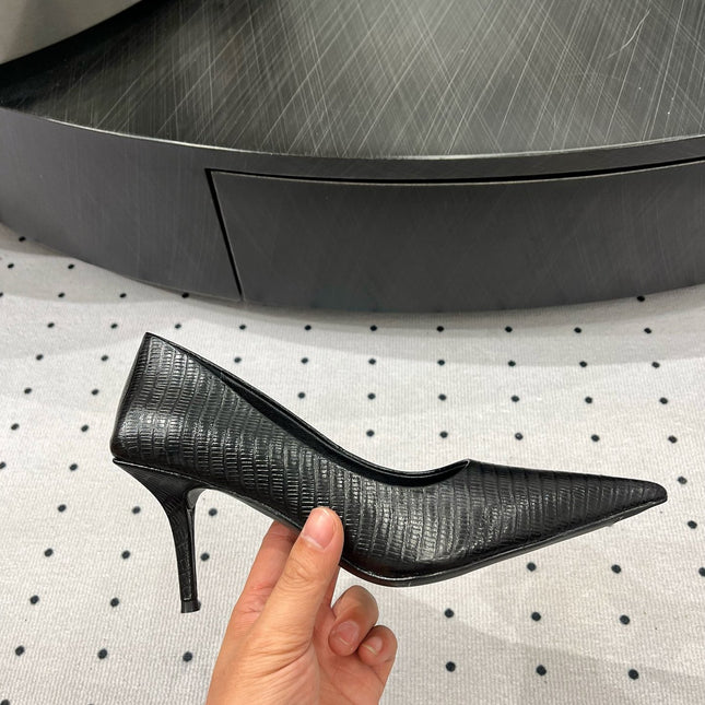CLASSIC PUMPS 65MM IN BLACK LIZARD PATTERN CALFSKIN