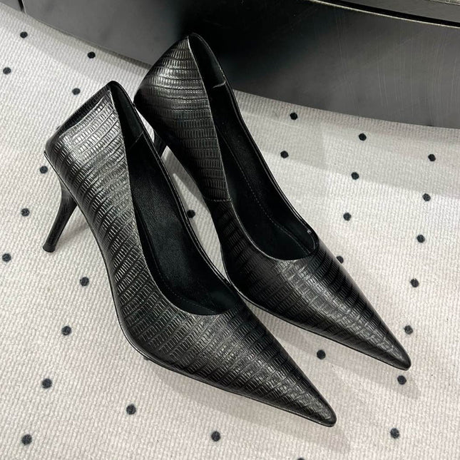 CLASSIC PUMPS 65MM IN BLACK LIZARD PATTERN CALFSKIN