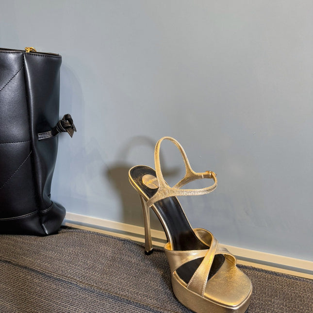 DEBBIE PLATFORM SANDALS IN GOLD METALLIC SMOOTH LAMBSKIN