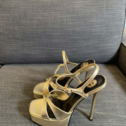 DEBBIE PLATFORM SANDALS IN GOLD METALLIC SMOOTH LAMBSKIN