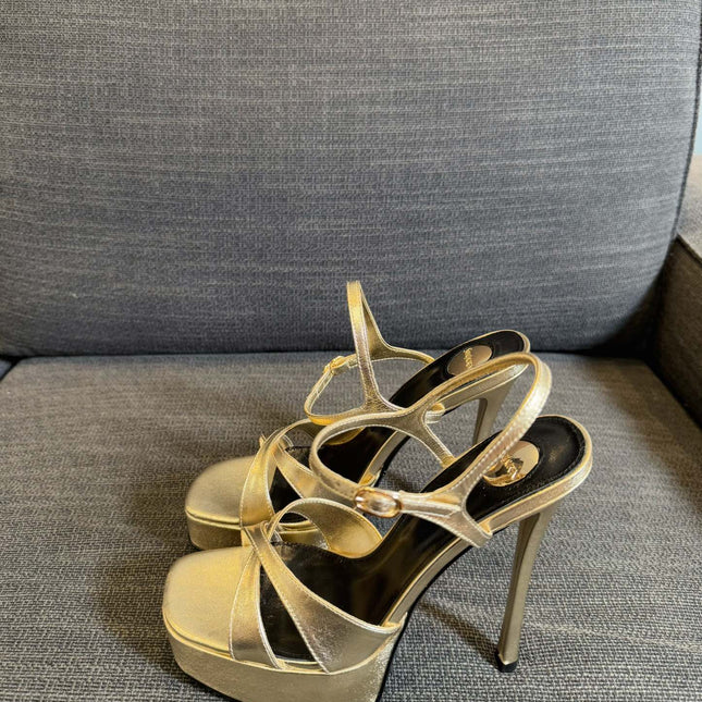 DEBBIE PLATFORM SANDALS IN GOLD METALLIC SMOOTH LAMBSKIN