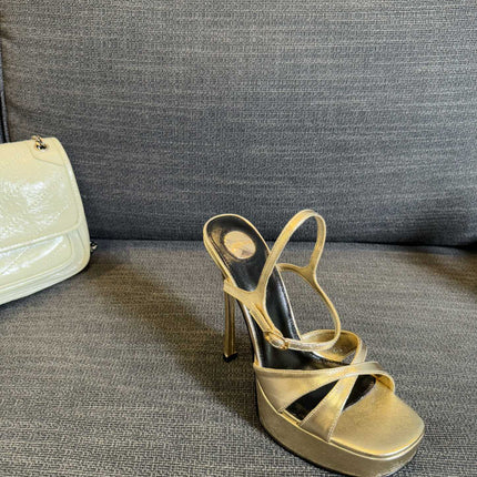 DEBBIE PLATFORM SANDALS IN GOLD METALLIC SMOOTH LAMBSKIN