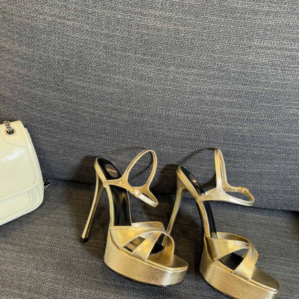 DEBBIE PLATFORM SANDALS IN GOLD METALLIC SMOOTH LAMBSKIN