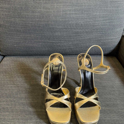 DEBBIE PLATFORM SANDALS IN GOLD METALLIC SMOOTH LAMBSKIN