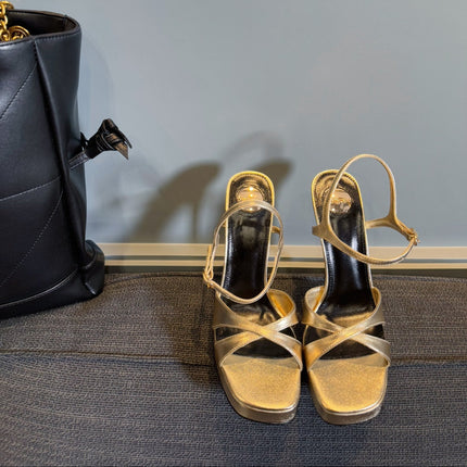 DEBBIE PLATFORM SANDALS IN GOLD METALLIC SMOOTH LAMBSKIN