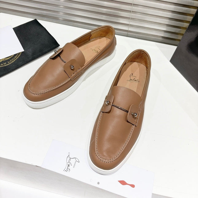 CHAMBELIBOAT REVERSED NUBUCK BOAT SHOES IN PEANUT BROWN SHINY CALFSKIN