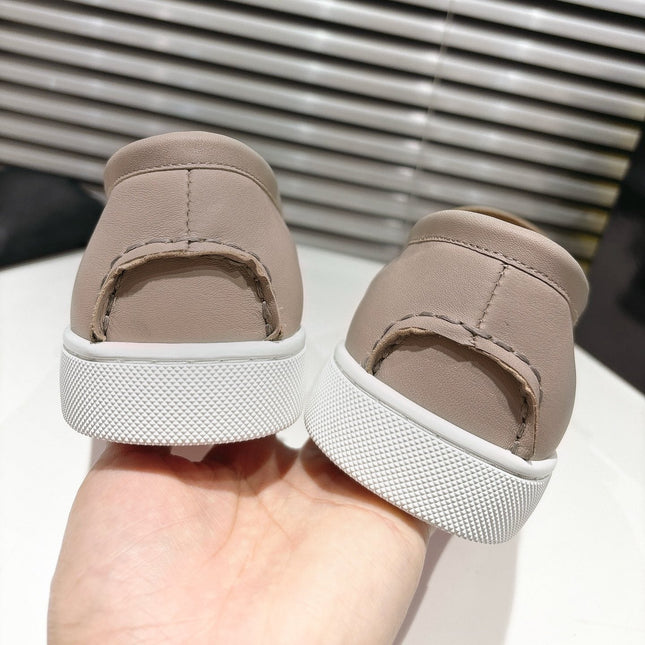 CHAMBELIBOAT REVERSED NUBUCK BOAT SHOES IN BEIGE SHINY CALFSKIN