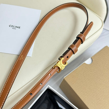 MINI TRIOMPHE BELT 13 MM BRONZE BROWN LEATHER GOLD HARDWARE