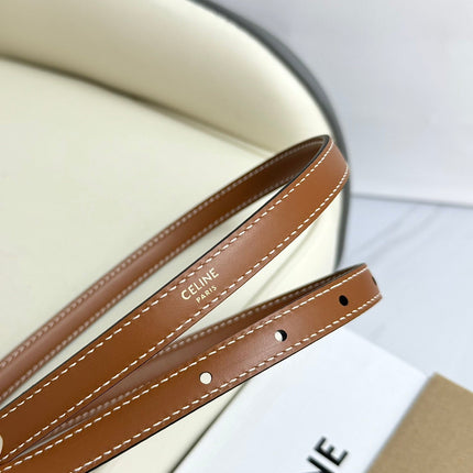 MINI TRIOMPHE BELT 13 MM BRONZE BROWN LEATHER GOLD HARDWARE