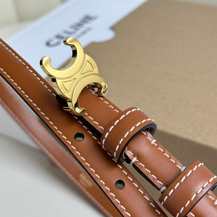 MINI TRIOMPHE BELT 13 MM BRONZE BROWN LEATHER GOLD HARDWARE