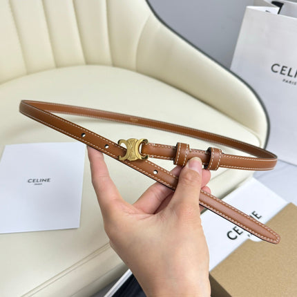 MINI TRIOMPHE BELT 13 MM BRONZE BROWN LEATHER GOLD HARDWARE