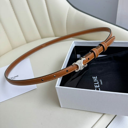 MINI TRIOMPHE BELT 13 MM BRONZE BROWN LEATHER SILVER HARDWARE