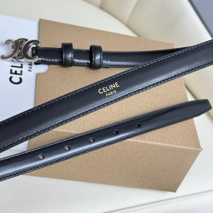 MINI TRIOMPHE BELT 13 MM BLACK LEATHER SILVER HARDWARE