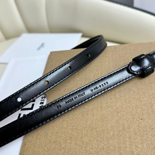 MINI TRIOMPHE BELT 13 MM BLACK LEATHER GOLD HARDWARE