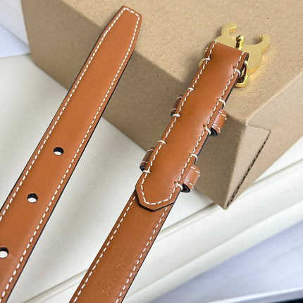 SMALL TRIOMPHE BELT 18 MM BRONZE BROWN LEATHER GOLD HARDWARE