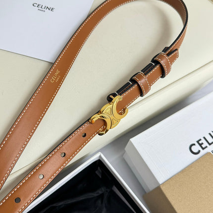 SMALL TRIOMPHE BELT 18 MM BRONZE BROWN LEATHER GOLD HARDWARE