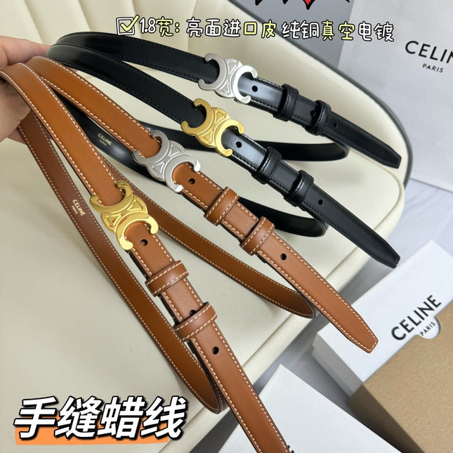 SMALL TRIOMPHE BELT 18 MM BRONZE BROWN LEATHER SILVER HARDWARE