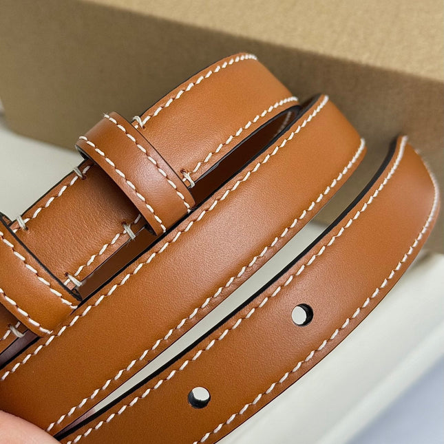 SMALL TRIOMPHE BELT 18 MM BRONZE BROWN LEATHER SILVER HARDWARE