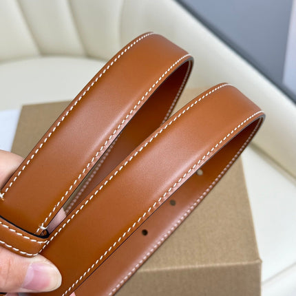 MEDIUM TRIOMPHE BELT 25MM BRONZE BROWN LEATHER SILVER HARDWARE