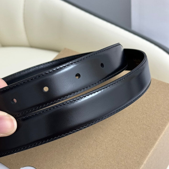 MEDIUM TRIOMPHE BELT 25MM BLACK LEATHER GOLD HARDWARE