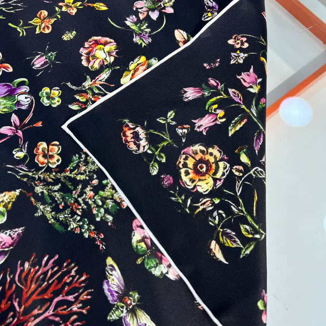 DIOR REVERSIBLE PRINTED SQUARE SCARF 90 CM IN BLACK SILK 735867