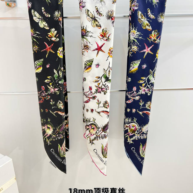 DIOR REVERSIBLE PRINTED SQUARE SCARF 90 CM IN BLACK SILK 735867